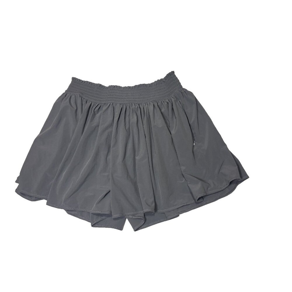 Athleta Wide Leg Shorts Womens Yoga Shorts size small Gray zipper pockets